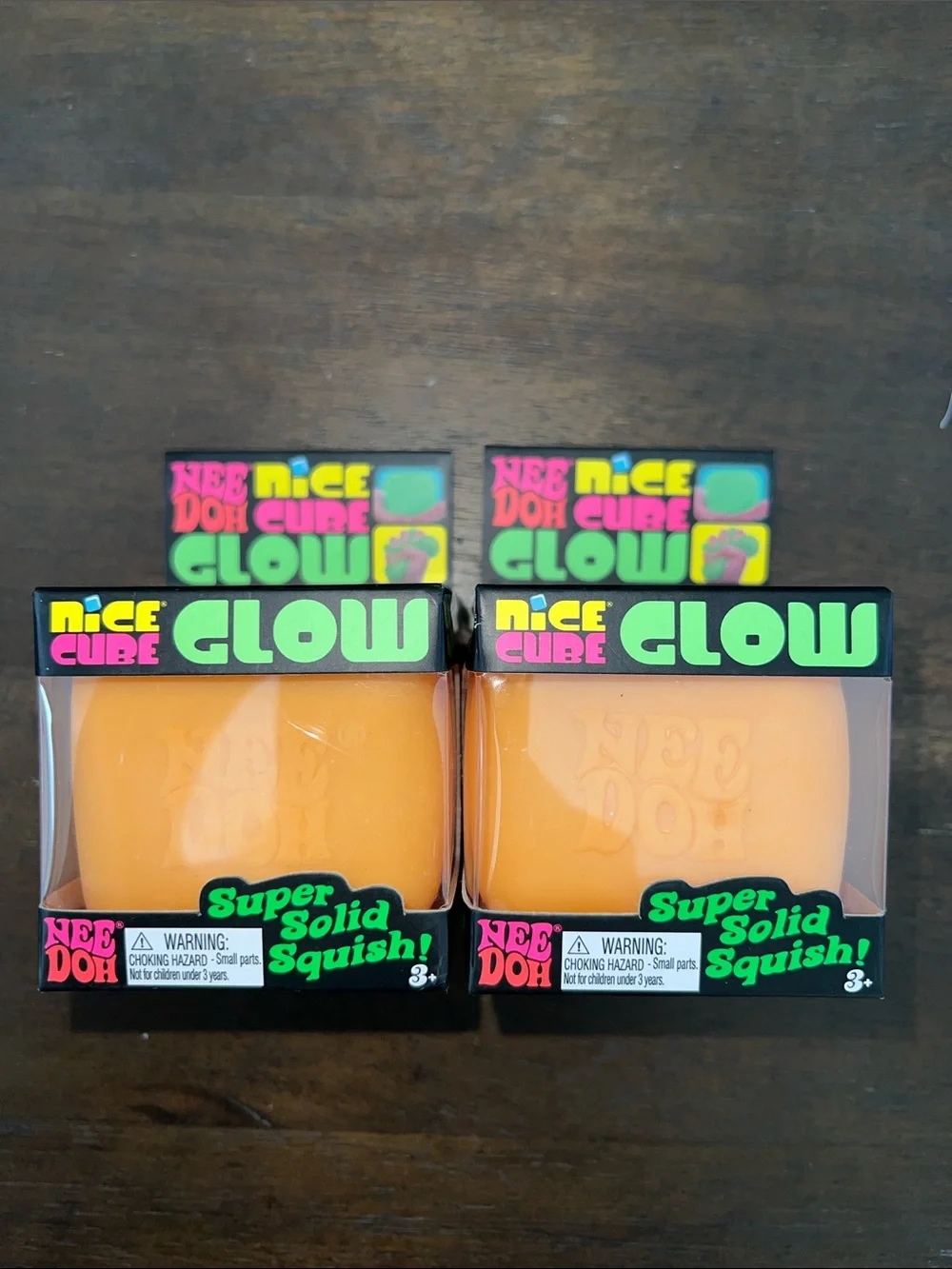 NeeDoh Nice Cube Glow - ORANGE, 1 pc-Super Solid Squish Fidget Sensory Toy - NIB